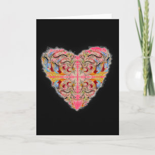 Elegant Heart on black Holiday Card