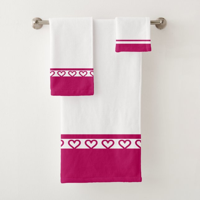 Elegant Heart Pattern Bath Towel Set (Insitu)