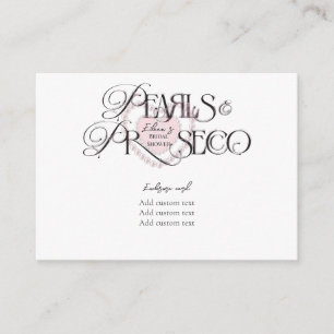 Elegant Heart Pearls Prosecco Bubbly Bridal Shower Enclosure Card