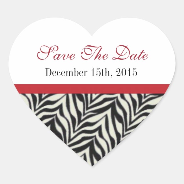 Elegant Heart: Save The Date Stickers (Front)
