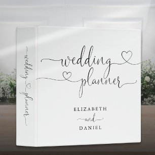 Elegant Heart Script Wedding Planner Binder