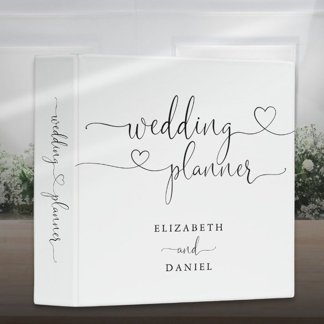 Elegant Heart Script Wedding Planner Binder (Elegant Heart Script Wedding Planner 3 Ring Binder)