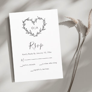 Elegant Heart Script Wedding RSVP Card