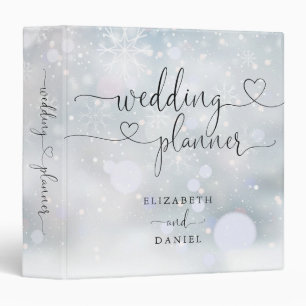 Elegant Heart Script Winter Wedding Planner Binder
