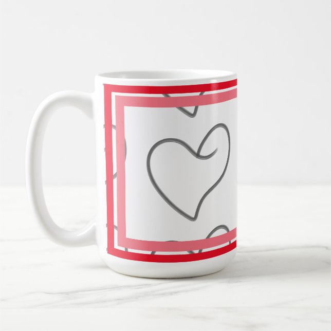 Elegant Heart Shape Design Coffee Mug (Left)