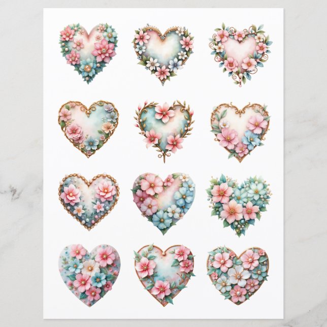 Elegant Heart Shape Scrapbook Embellishments (Front)