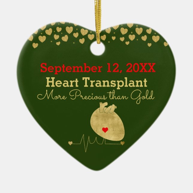 Elegant Heart Transplant Customizable  Ceramic Ornament (Front)