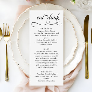 Elegant Heart Typography Modern Wedding Menu