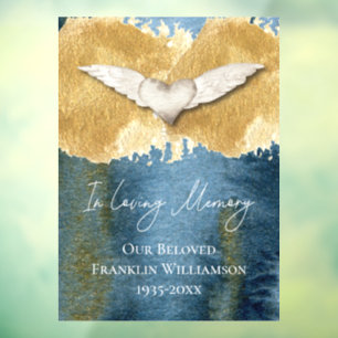 Elegant Heart Wings Loving Memory Remembrance Car Window Cling