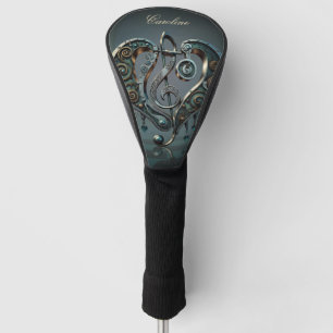 Elegant heart with clef in steampunk style. golf head cover
