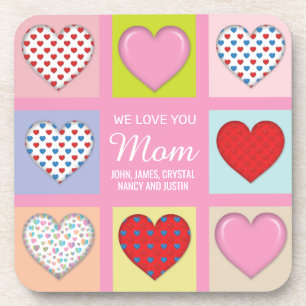 Elegant Heartful Mother’s Day Design Coaster