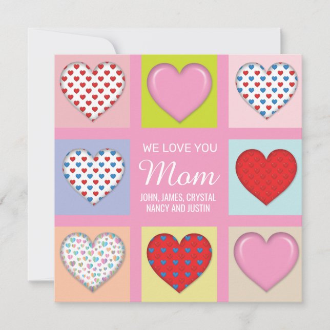 Elegant Heartful Mother’s Day Design Holiday Card (Front)