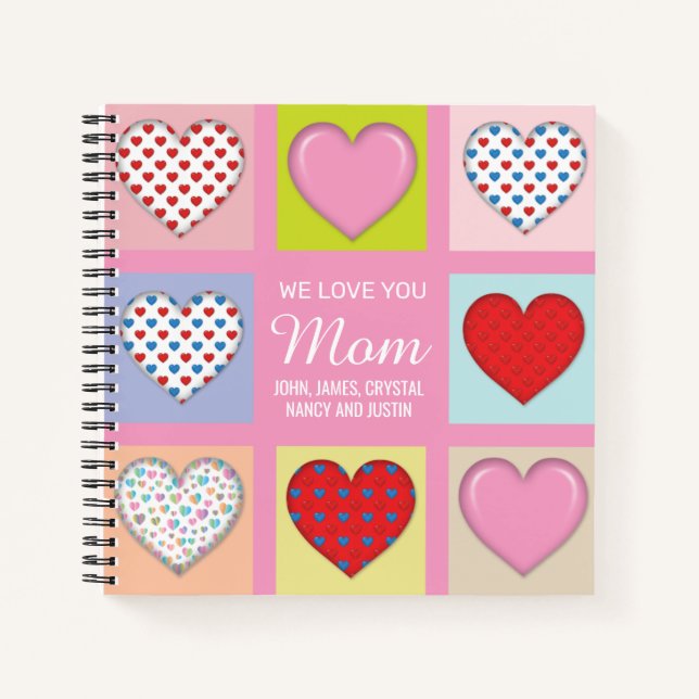 Elegant Heartful Mother’s Day Design Notebook (Front)