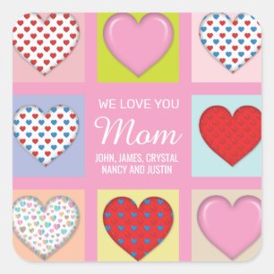 Elegant Heartful Mother’s Day Design Square Sticker