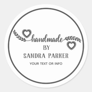 Elegant hearts Calligraphy branch handmade Classic Round Sticker