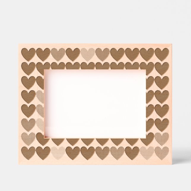 Elegant Hearts in Modern, Simple Pattern Etched Frames (Front)