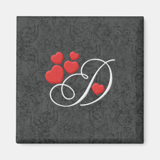 Elegant hearts letter D Magnet