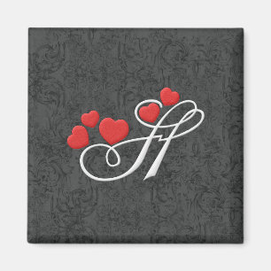 Elegant hearts letter H Magnet