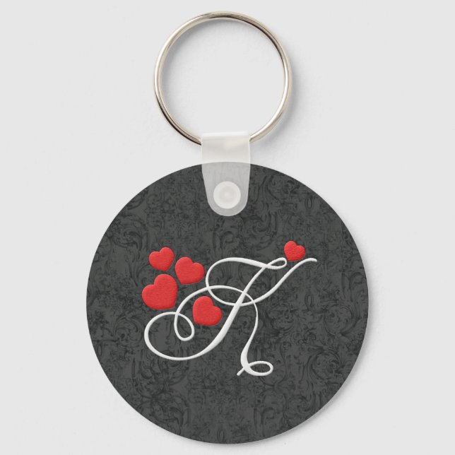 Elegant hearts letter K Keychain (Front)