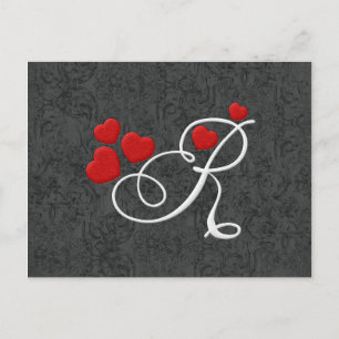 Elegant hearts letter R Postcard