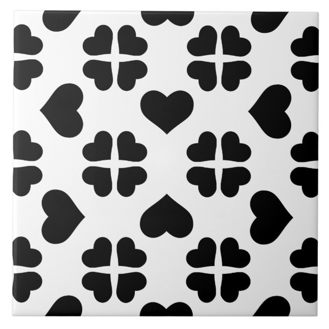 Elegant Hearts Pattern CUSTOM BACKGROUND COLOR Tile (Front)