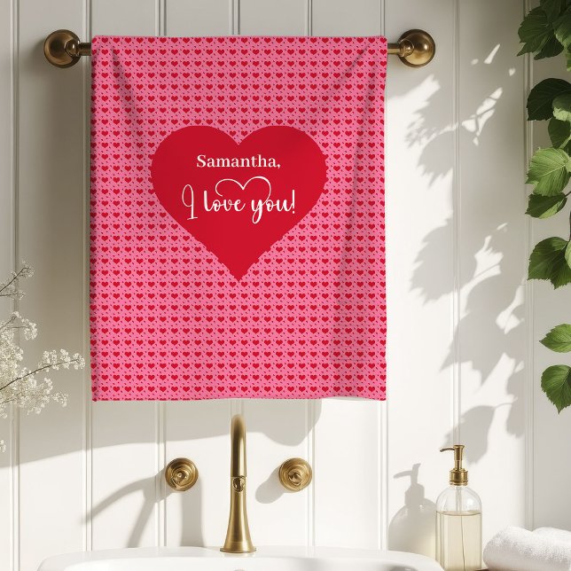Elegant Hearts Personalized Best Valentine’s Gift  Bath Towel Set (Elegant Hearts Personalized Best Valentine’s Gift Bath Towel Set )
