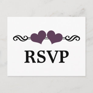 Elegant Hearts RSVP Postcard, Purple Invitation Postcard