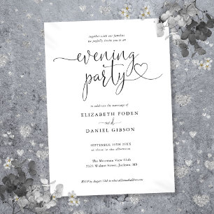 Elegant Hearts Script Wedding Evening Party Invitation
