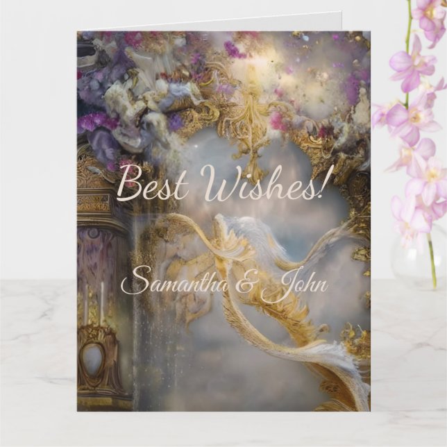 Elegant Heavenly Gold Gate, Gold Text Card (Orchid)