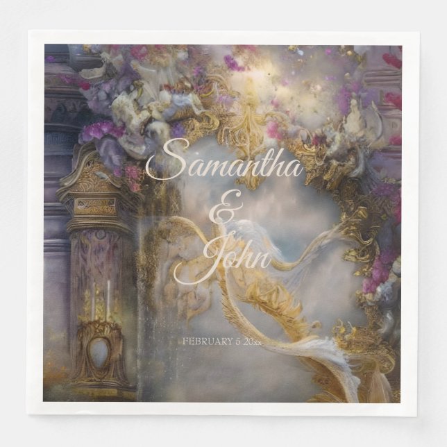 Elegant Heavenly Gold Gate, Gold Text Napkin (Front)