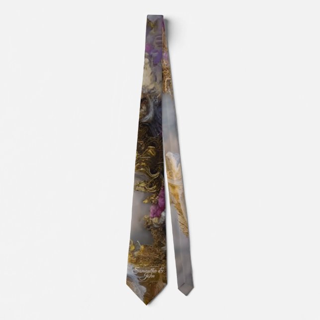 Elegant Heavenly Gold Gate, Gold Text Tie (Front)