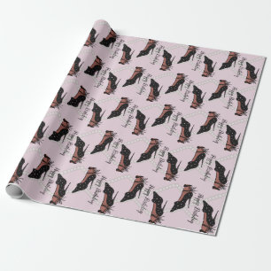 Elegant Heel Beauty Fashionista Birthday Pink Wrapping Paper