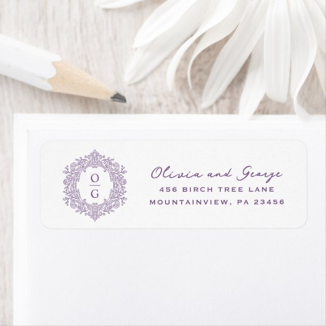 Elegant Heirloom Purple Wedding Return Address (Insitu)