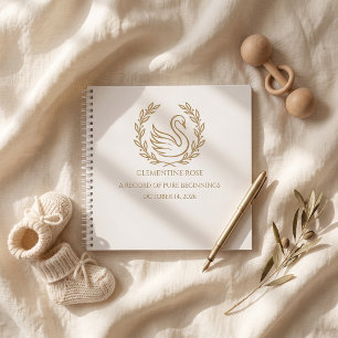 Elegant Heirloom Swan Baby Keepsake Memory Book   