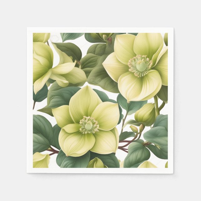 Elegant Hellebore Flowers Napkin (Front)