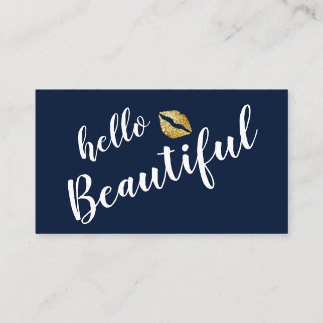 Elegant Hello Beautiful Makeup Artist Business Card (Front)