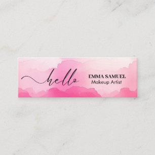 Elegant Hello Minimal Calligraphy Hot Pink Mini Business Card