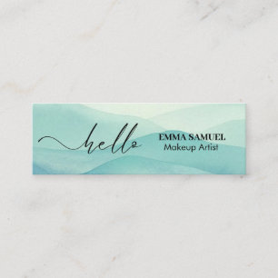 Elegant Hello Minimal Calligraphy Turquoise Teal Mini Business Card