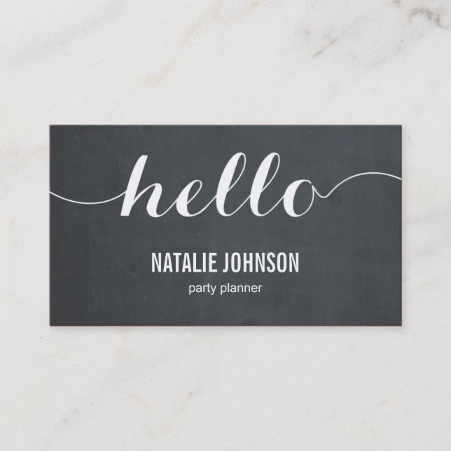 Élégant Hello Modern Carte de visite - Chalkboard (Devant)