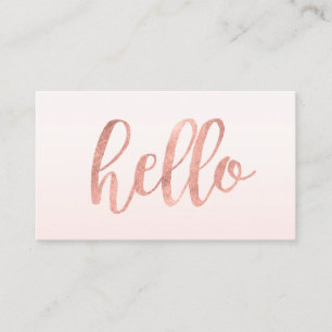 Elegant Hello Rose Gold Typography Professional Business Card