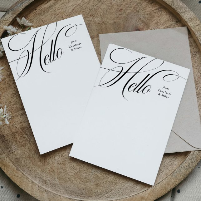 Elegant hello simple stylish personal stationery card (Creator Uploaded)