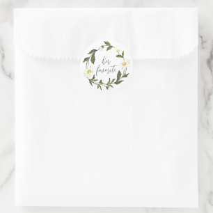 Elegant Her Favourite White Daisy Floral Wedding Classic Round Sticker