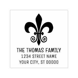 Elegant Heraldic Fleur de Lis #41 Name Address Self-inking Stamp