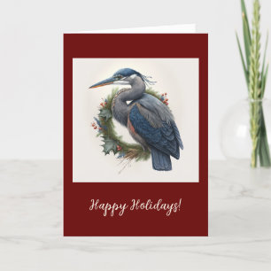 Elegant Heron Folded Holiday / Christmas Card