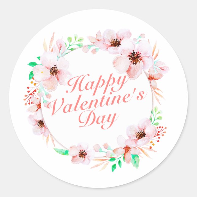 Élégant Heureuse Sainte-Valentin Sticker Floral (Devant)