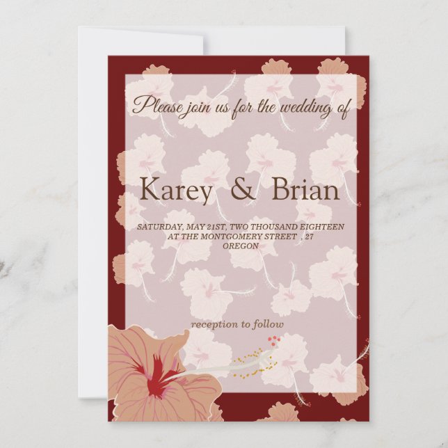 Elegant Hibiscus  Flower Custom Invitation (Front)