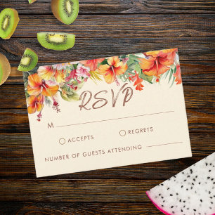 Elegant Hibiscus Flower Tropical Floral Wedding RSVP Card