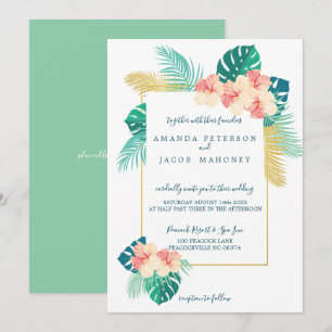 Elégant Hibiscus hawaïen Invitations de mariage