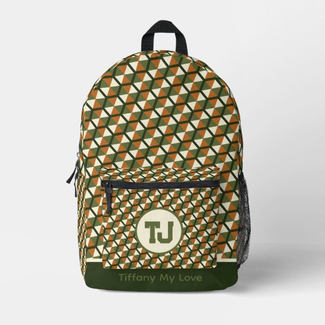 Elegant High School Elementary Student Personalize Printed Backpack (Front)