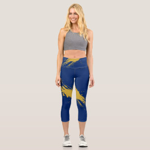 Elegant High Waist Navy Capri Leggings Active Sty